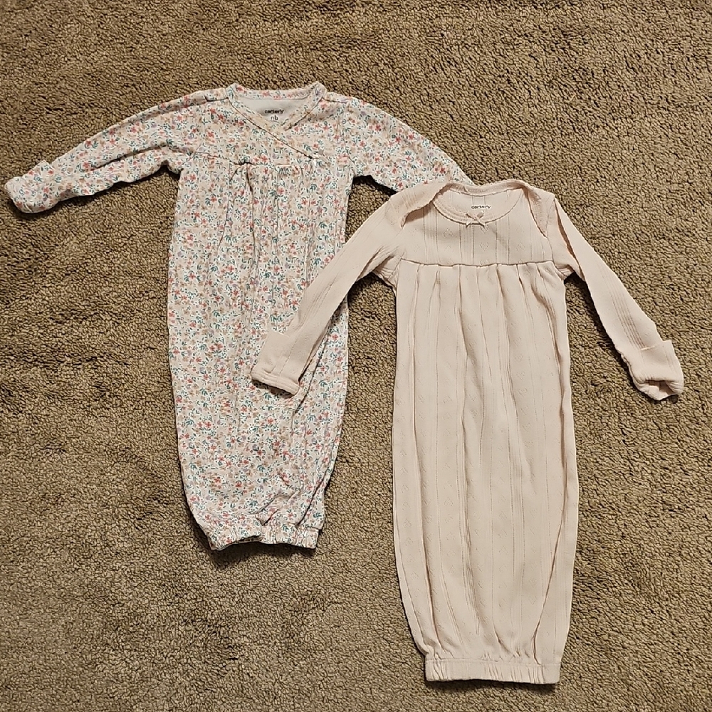Floral and Pink Newborn Pajama Gown